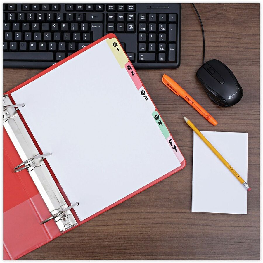 Universal Deluxe Write-On/Erasable Tab Index, 5-Tab, 11 x 8.5, White, Assorted Tabs, 1 Set - Alternate-Image5