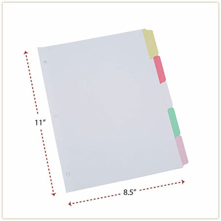 Universal Deluxe Write-On/Erasable Tab Index, 5-Tab, 11 x 8.5, White, Assorted Tabs, 1 Set - Alternate-Image2