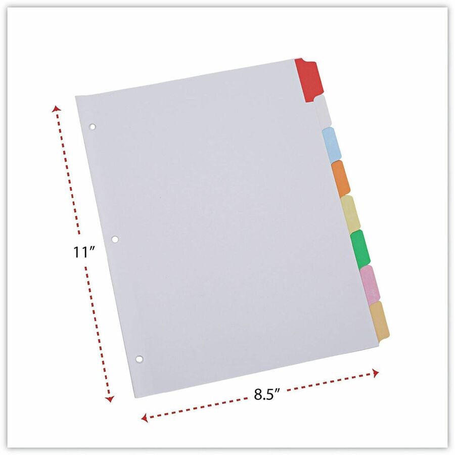 Universal Deluxe Write-On/Erasable Tab Index, 8-Tab, 11 x 8.5, White, Assorted Tabs, 1 Set - Alternate-Image1