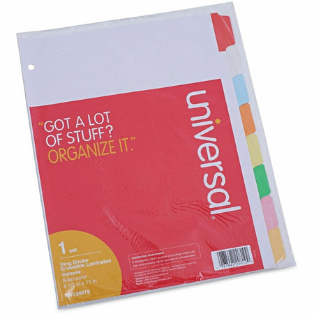 Universal Deluxe Write-On/Erasable Tab Index, 8-Tab, 11 x 8.5, White, Assorted Tabs, 1 Set - Alternate-Image5