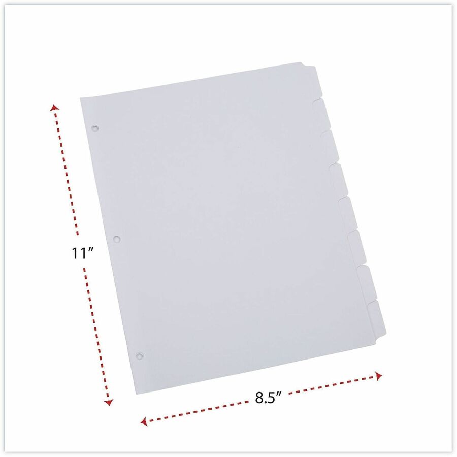 Universal Deluxe Write-On/Erasable Tab Index, 8-Tab, 11 x 8.5, White, White Tabs, 1 Set - Alternate-Image2