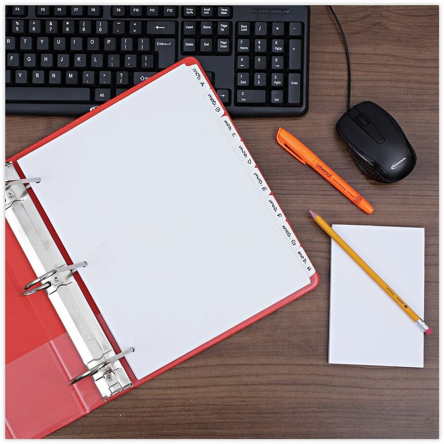Universal Deluxe Write-On/Erasable Tab Index, 8-Tab, 11 x 8.5, White, White Tabs, 1 Set - Alternate-Image5