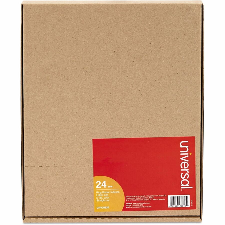 Universal Insertable Tab Index, 5-Tab, 11 x 8.5, Buff, Assorted Tabs, 24 / Boxs - Alternate-Image1