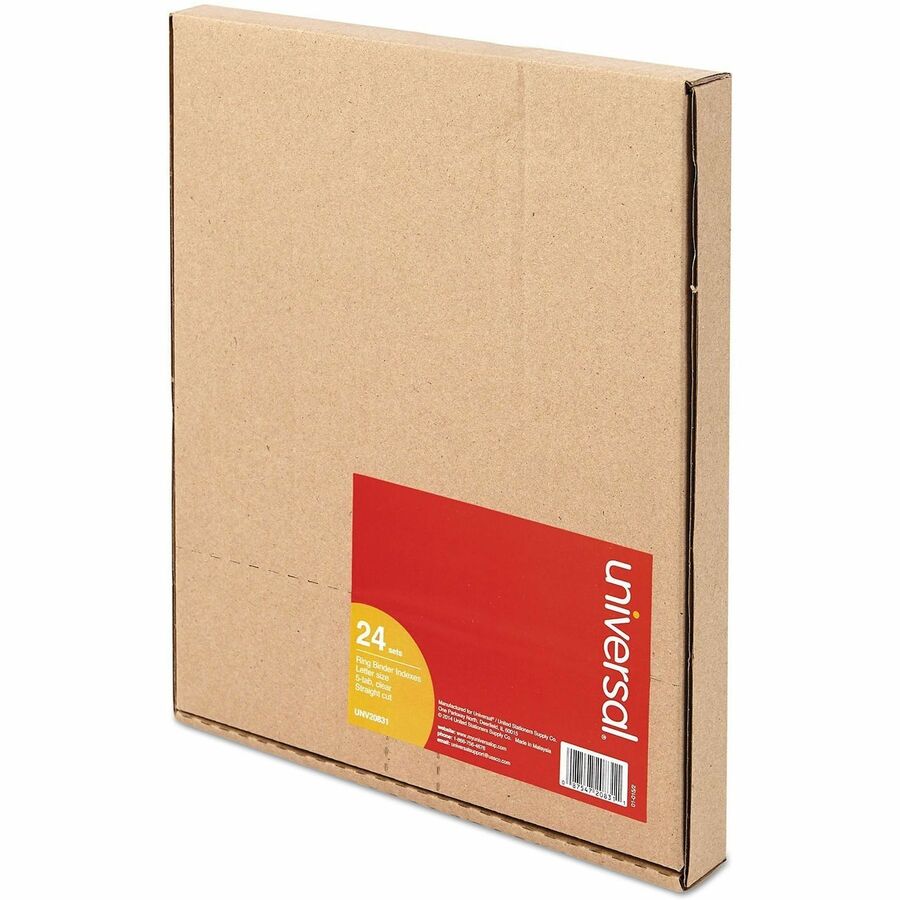 Universal Insertable Tab Index, 5-Tab, 11 x 8.5, Buff, Clear Tabs, 24 / Boxs - Alternate-Image1