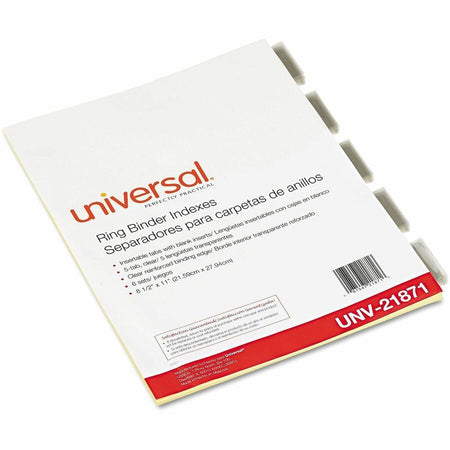Universal Insertable Tab Index, 5-Tab, 11 x 8.5, Buff, Clear Tabs, 6 Sets - Alternate-Image1