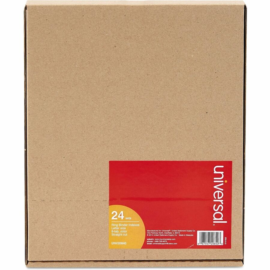 Universal Insertable Tab Index, 8-Tab, 11 x 8.5, Buff, Assorted Tabs, 24 / Boxs - Alternate-Image3