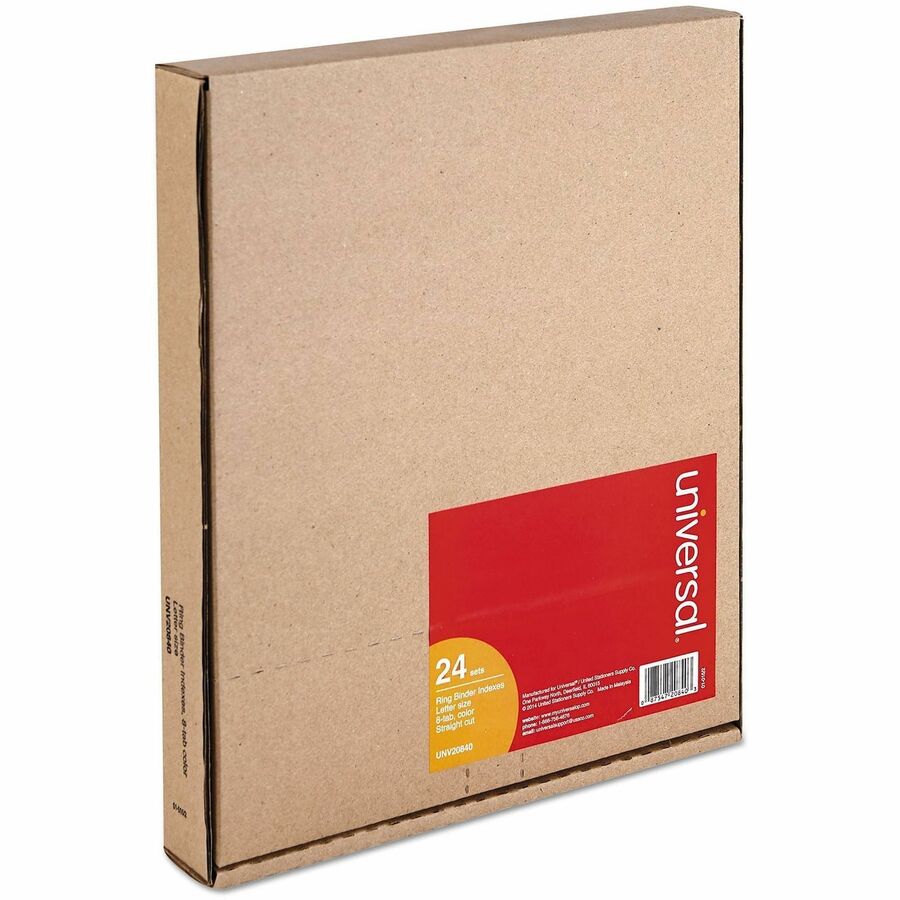 Universal Insertable Tab Index, 8-Tab, 11 x 8.5, Buff, Assorted Tabs, 24 / Boxs - Alternate-Image2