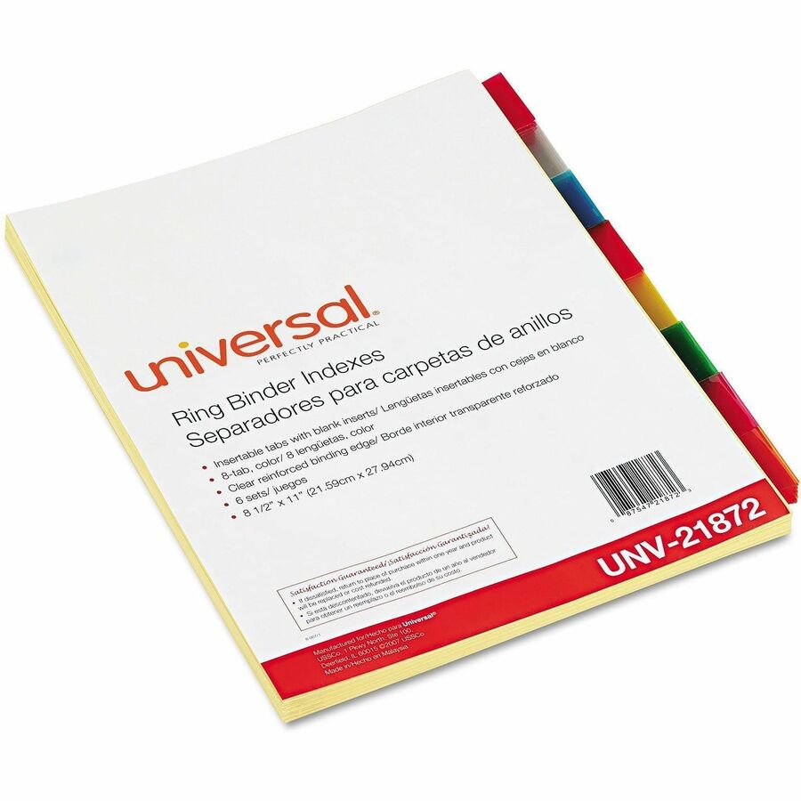 Universal Insertable Tab Index, 8-Tab, 11 x 8.5, Buff, Assorted Tabs, 6 Sets - Alternate-Image1