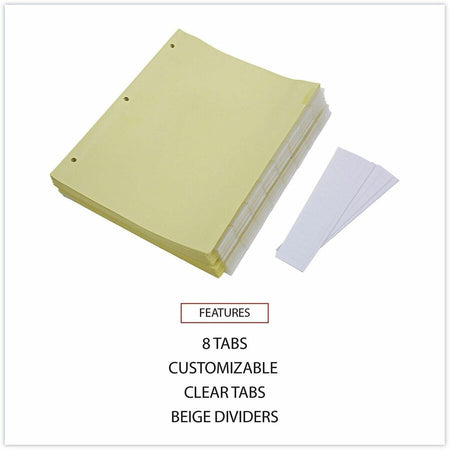 Universal Insertable Tab Index, 8-Tab, 11 x 8.5, Buff, Clear Tabs, 24 Sets - Alternate-Image2