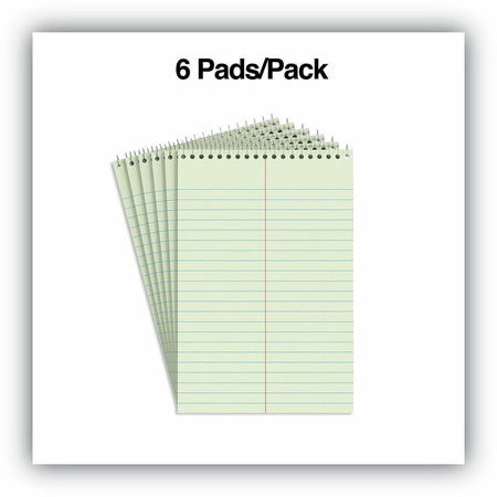 Universal Steno Pads, Gregg Rule, Red Cover, 80 Green-Tint 6 x 9 Sheets, 6/Pack - Alternate-Image1