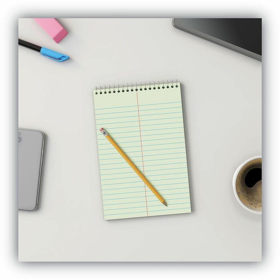 Universal Steno Pads, Gregg Rule, Red Cover, 80 Green-Tint 6 x 9 Sheets, 6/Pack - Alternate-Image6