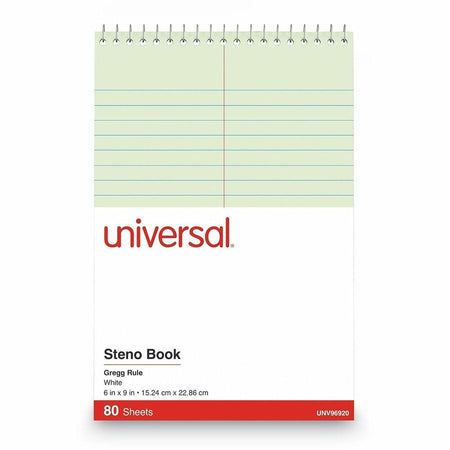 Universal Steno Pads, Gregg Rule, Red Cover, 80 Green-Tint 6 x 9 Sheets - Alternate-Image1