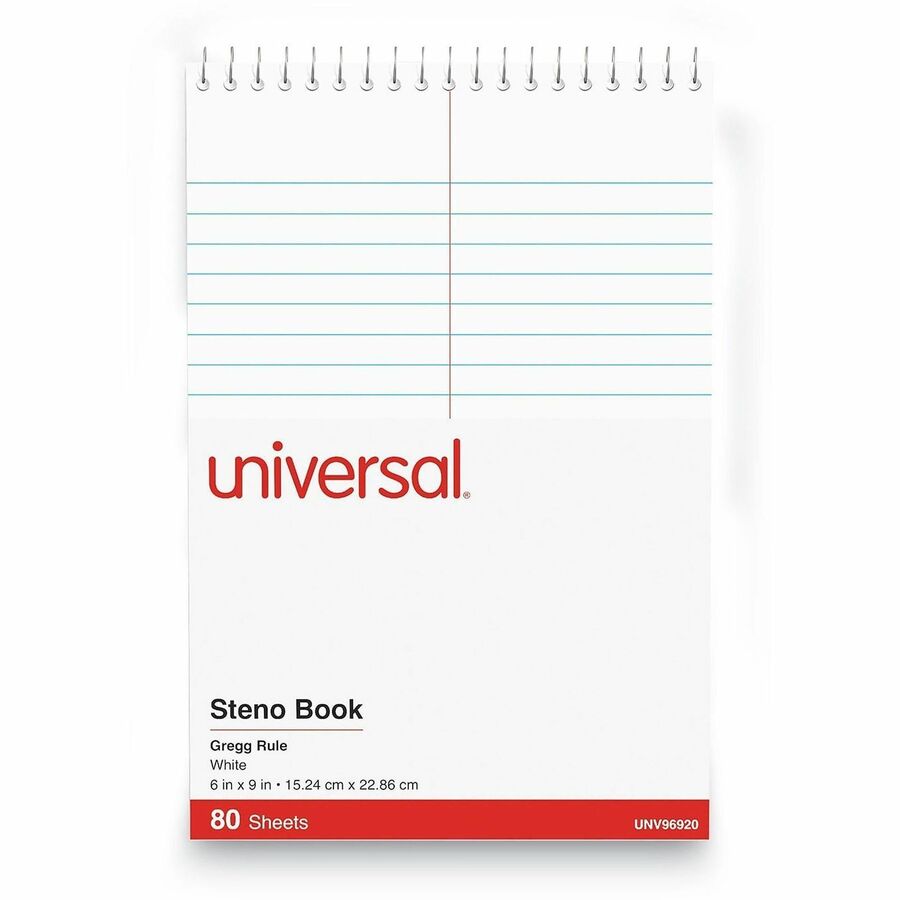 Universal Steno Pads, Gregg Rule, Red Cover, 80 White 6 x 9 Sheets - Alternate-Image1