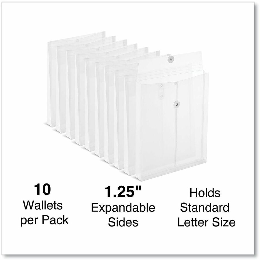Universal Top Opening Poly Envelopes, 1.25" Expansion, Letter Size, Clear, 10/Pack - Alternate-Image2