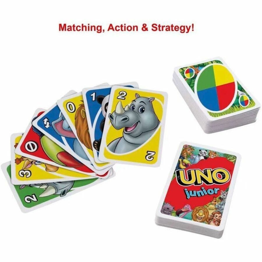 UNO Junior Card Game For Kids With Simple Rules & Animal Matching For 2-4 Player - Alternate-Image2