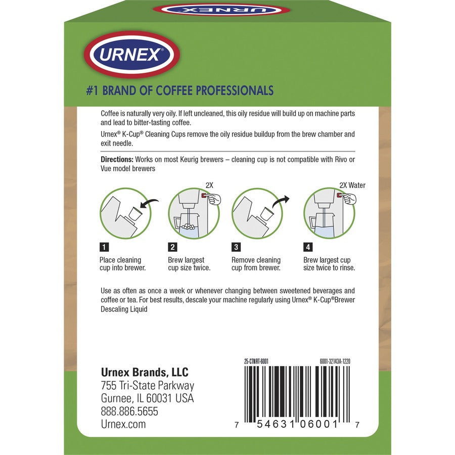 Urnex Single Brewer Cleaning Cups - For Coffee - Odorless Phosphate-free Biodegradable - Multi - 5/Box - 1 Each