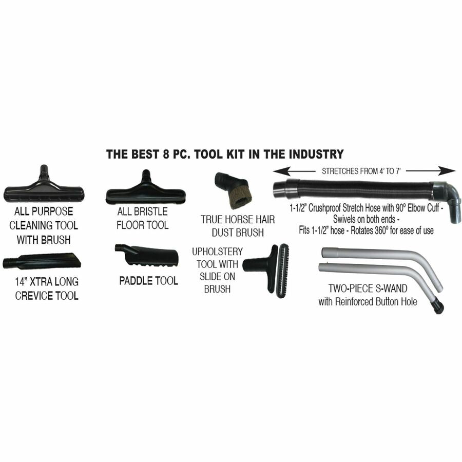 V.A.C. Perfect Backpack Vacuum - 2.50 gal - Bagged - 50 ft Cable Length - 7 Hose - HEPA - Black - Cleaners & Accessories