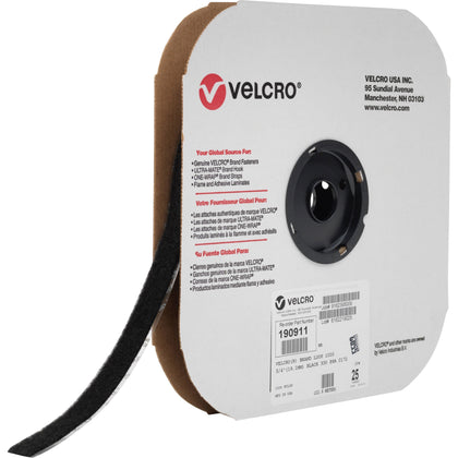 VELCRO® 190911 Industrial Loop Tape - 25 yd x 0.75’’ - Black - Indoor/Outdoor - 1 Roll - Hook &