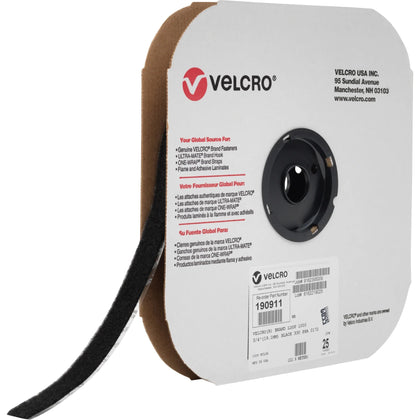 VELCRO® 190911 Industrial Loop Tape - 25 yd x 0.75’’ - Black - Indoor/Outdoor - 1 Roll - Hook &