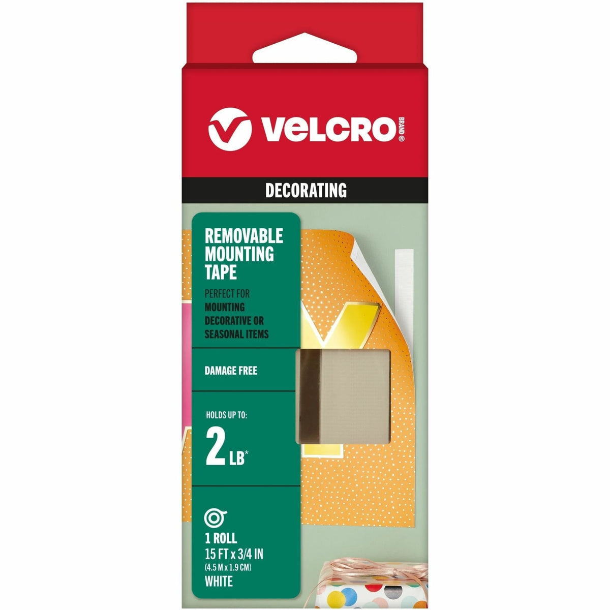 VELCRO® 95179 General Purpose Removable Mounting - 15 ft Length x 0.75’’ Width - White - Silicone - Damage Resistant