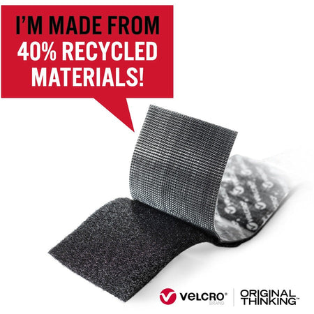 VELCRO® Eco Collection Adhesive Backed Tape - 8 ft Length x 1.88’’ Width - Black - 1 Each - Hook & Loop