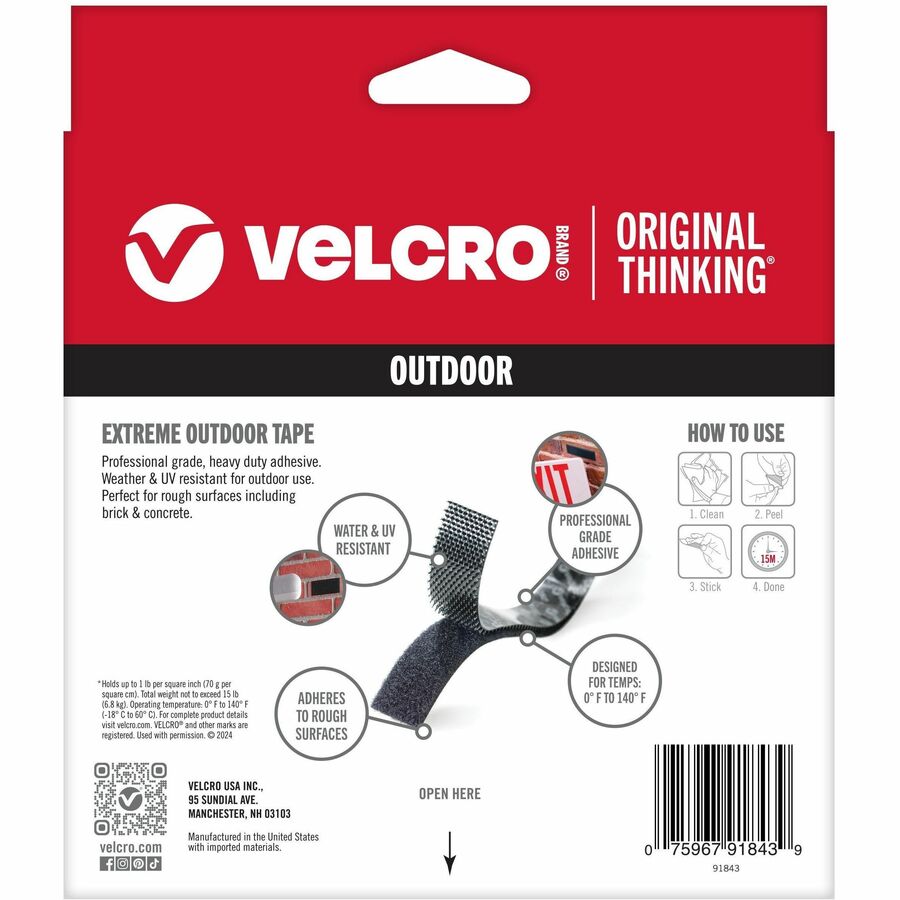 VELCRO® Extreme Outdoor 10ft x 1in Tape Roll Black - Alternate-Image2