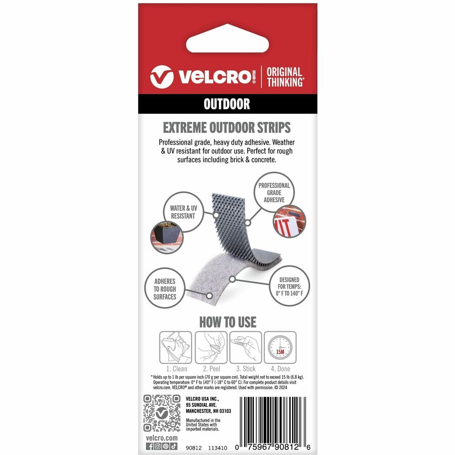 VELCRO® Extreme Outdoor 4in x 1in Strips Titanium 10 ct - Alternate-Image4