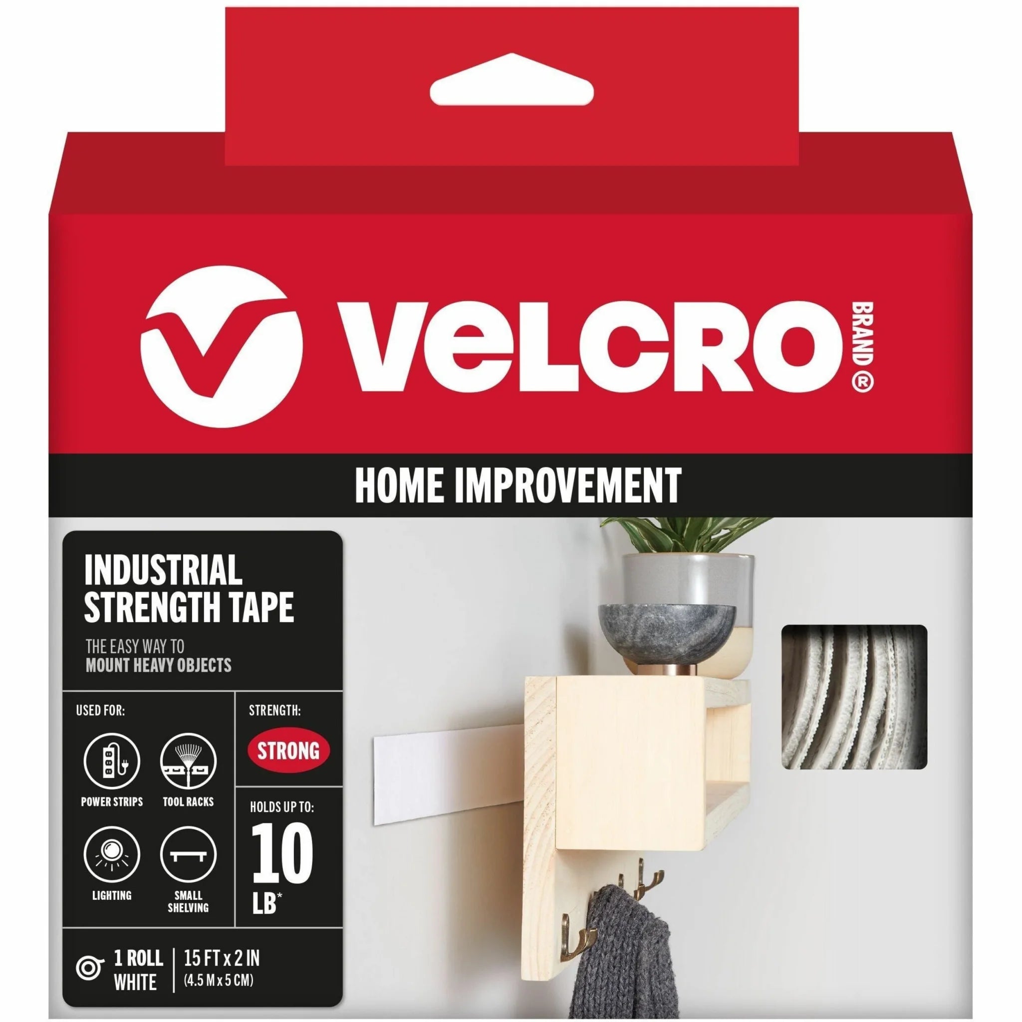 VELCRO® Industrial Strength 15ft x 2in Roll White - Water Resistant for Tools & Equipment - Hook Loop