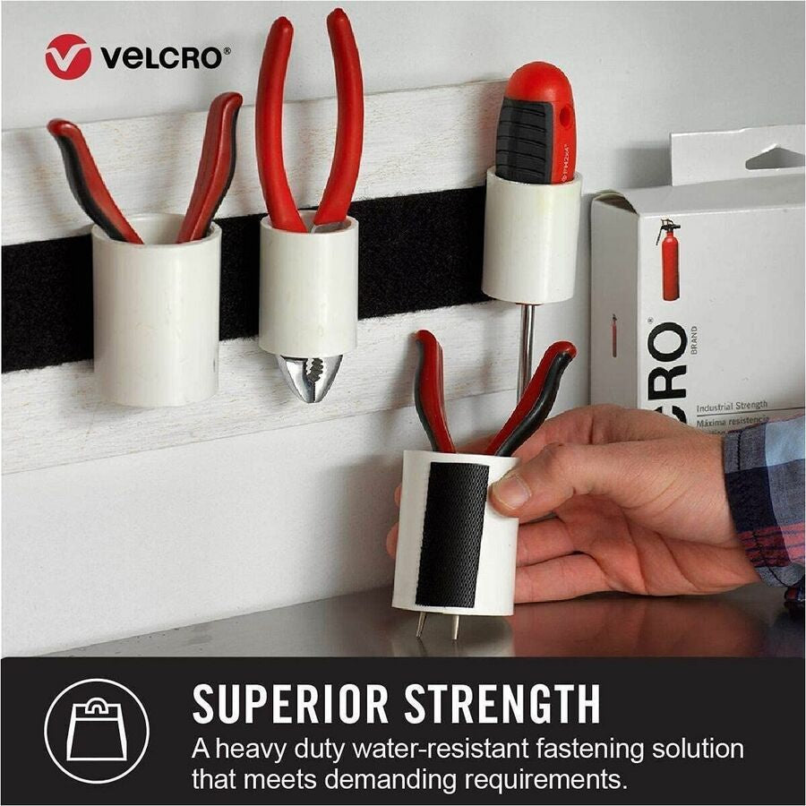 VELCRO® Industrial Strength 4ft x 2in Roll Black - 4 ft Length 2’’ Width - Plastic - Water Resistant Long Lasting