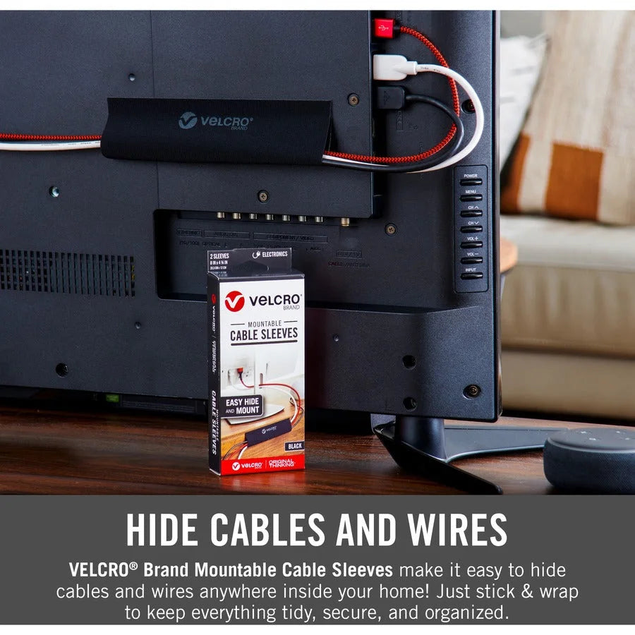 VELCRO® Mountable Cable Sleeves: Black 12’’ Length 2-Pack - Electronic Accessories