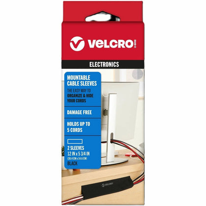VELCRO® Mountable Cable Sleeves: Black 12’’ Length 2-Pack - Electronic Accessories