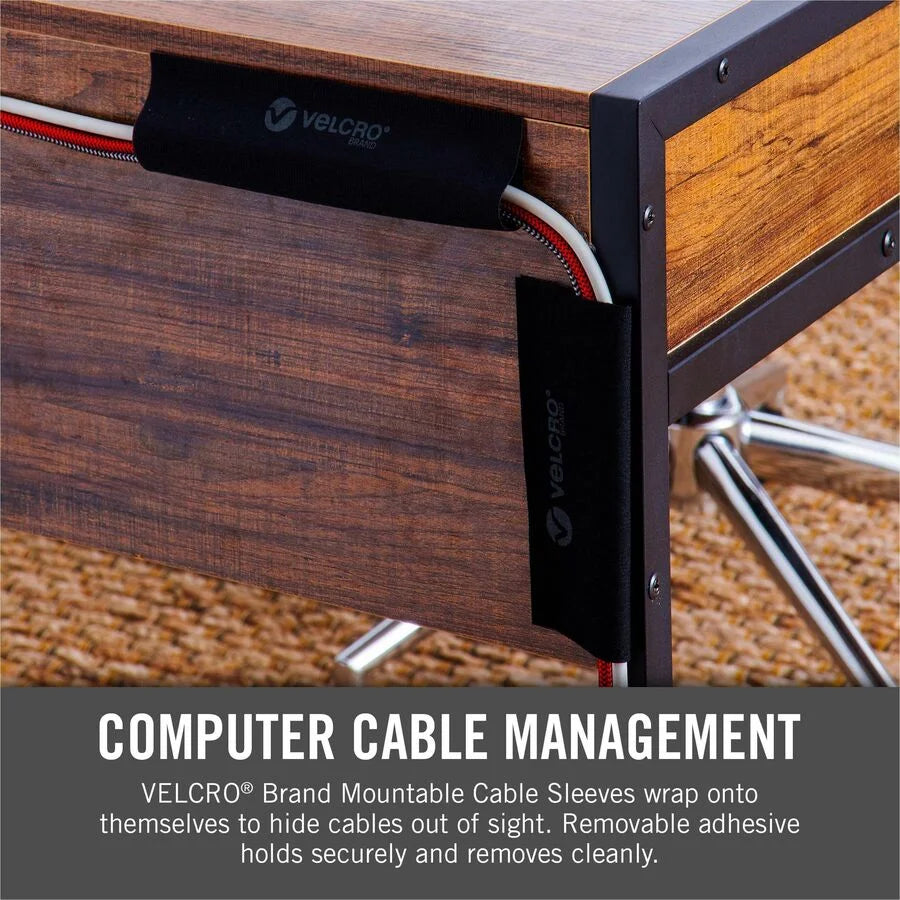 VELCRO® Mountable Cable Sleeves: Black 12’’ Length 2-Pack - Electronic Accessories