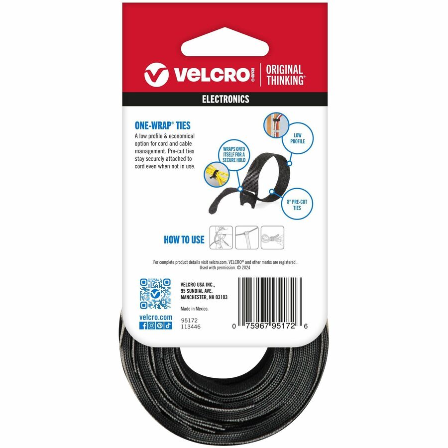 VELCRO&reg; One Wrap Light-duty Thin Bundling Ties - Alternate-Image2