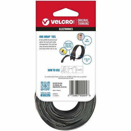 VELCRO&reg; ONE-WRAP Thin Ties 8in x 1/2in Ties Gray & Black 50 ct - Alternate-Image2