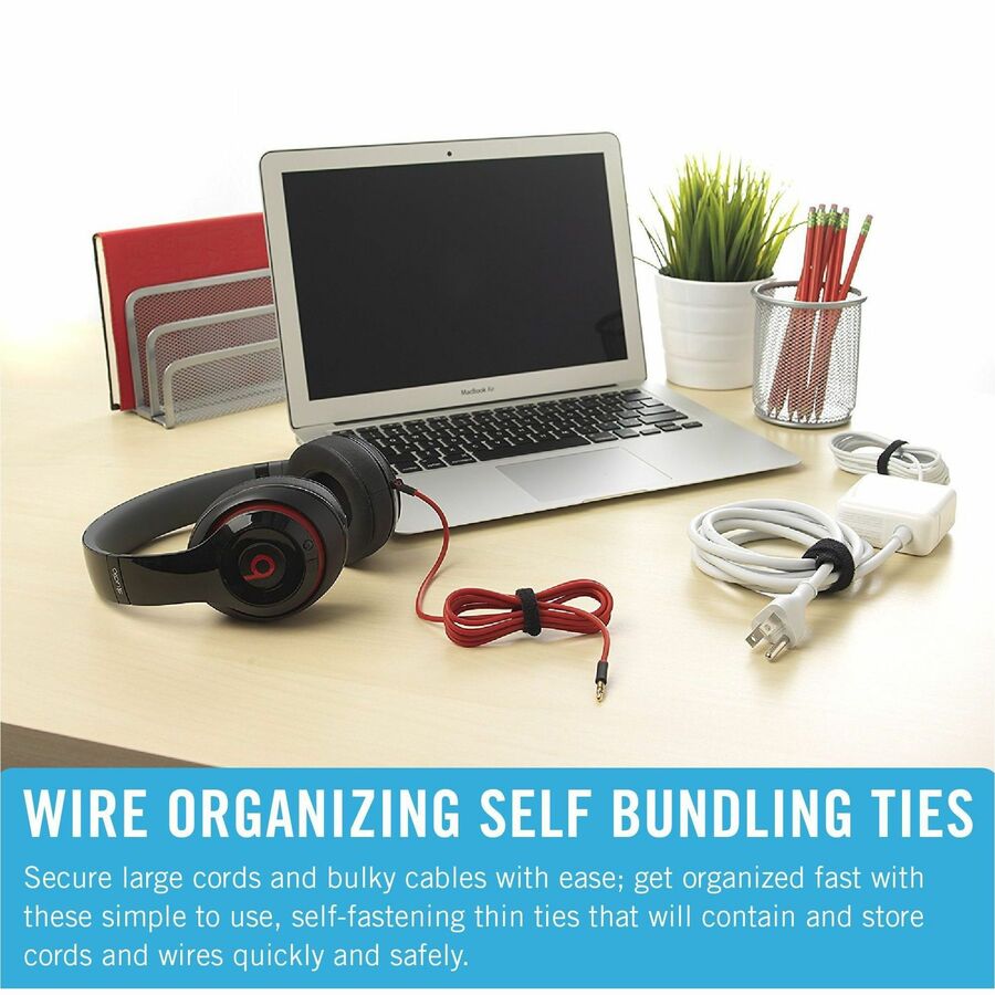 VELCRO&reg; ONE-WRAP Thin Ties 8in x 1/2in Ties Gray & Black 50 ct - Alternate-Image8