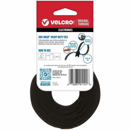 VELCRO&reg; ONE-WRAP Ties 8in x 1/4in Ties Black 25 ct - Alternate-Image2