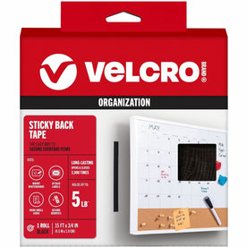 VELCRO® Sticky Back 15ft x 3/4in Roll Black - 15 ft Length 0.75’’ Width - For Mount Picture/Poster Home School Wall