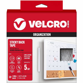 VELCRO® Sticky Back 15ft x 3/4in Roll White - 15 ft Length 0.75’’ Width - For Mount Picture/Poster Multi Surface - Hook