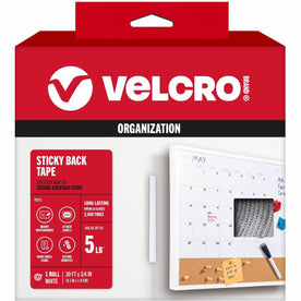 VELCRO® Sticky Back 30ft x 3/4in Roll White - 10 yd Length 0.75’’ Width - For Mount Picture/Poster Multi Surface Home