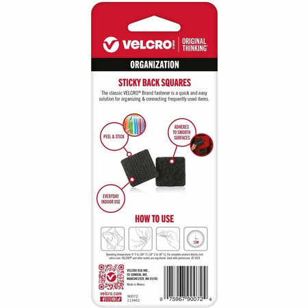 VELCRO® Sticky Back 7/8in Squares Black - 12 Ct Pack - Hook & Loop
