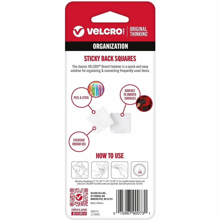 VELCRO® Sticky Back 7/8in Squares White - Multi-Surface Fasteners - Hook & Loop