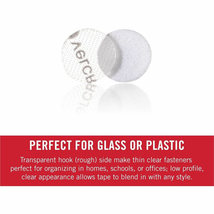 VELCRO® Thin Clear Fasteners 5/8in Circles 75 ct - 0.63’’ Diameter - Water Resistant - Hook & Loop