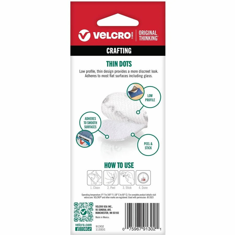 VELCRO® Thin Clear Fasteners 5/8in Circles - 75 ct Water Resistant for Indoor & Outdoor Crafting - Hook Loop