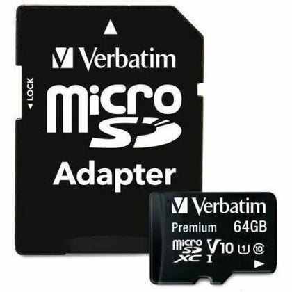 Verbatim 64GB microSDXC - Class 10/UHS-I (U1) V10 - TAA Compliant - Memory & USB Drives