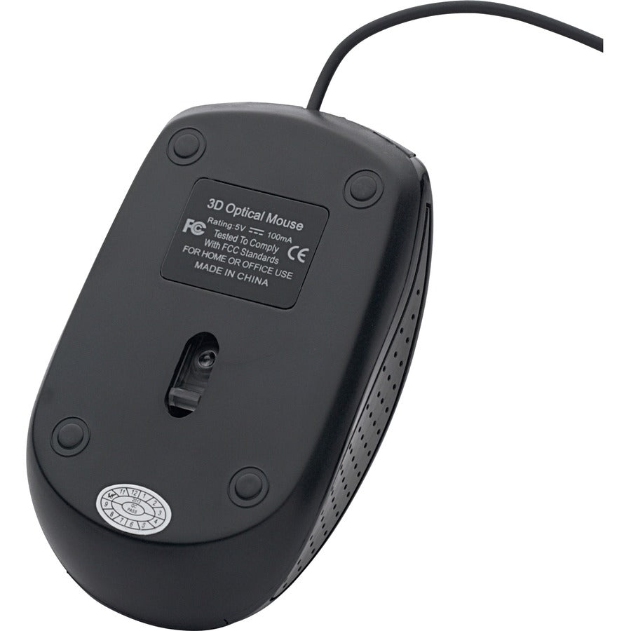 Verbatim Corded Optical Mouse - Black - Bottom