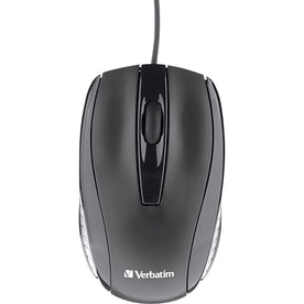 Verbatim Corded Optical Mouse - Black Scroll Wheel - Keyboards & Mice