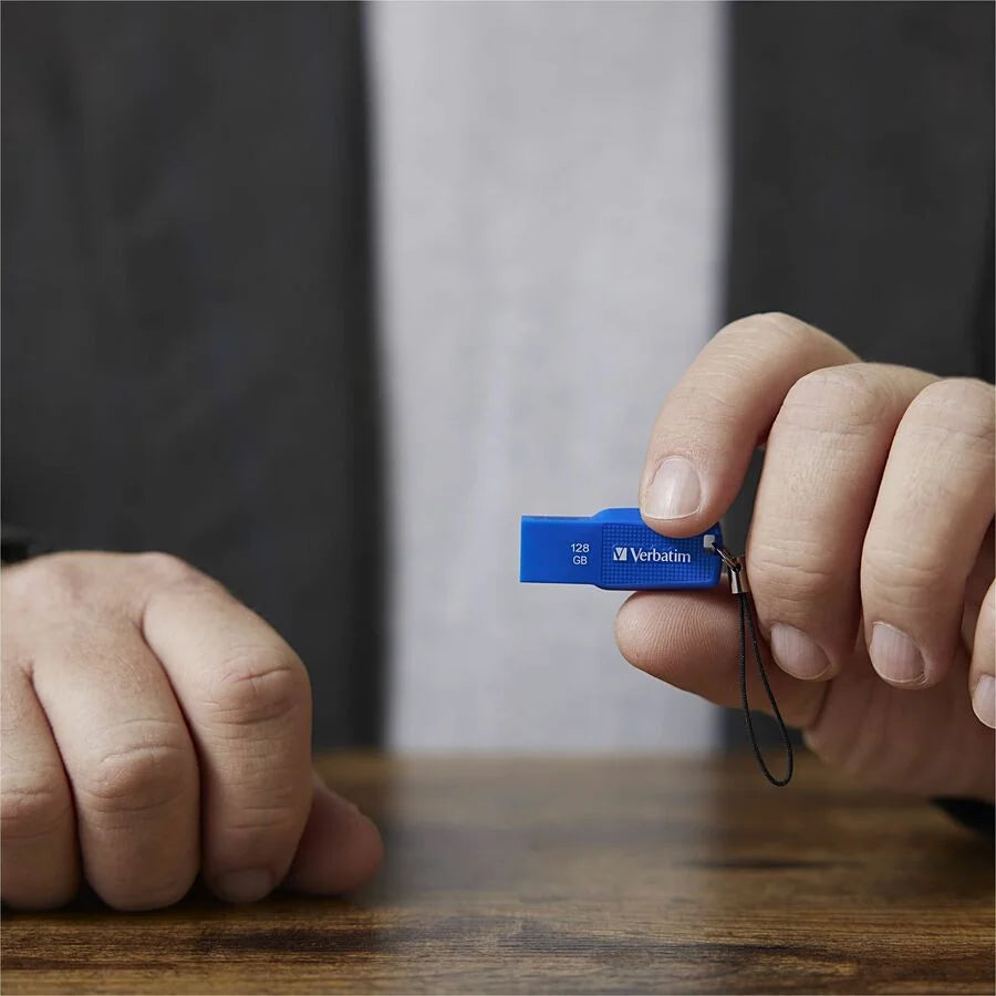 Verbatim Ergo 128GB USB 3.0 Flash Drive - Blue - Lifetime Warranty - Memory & Drives