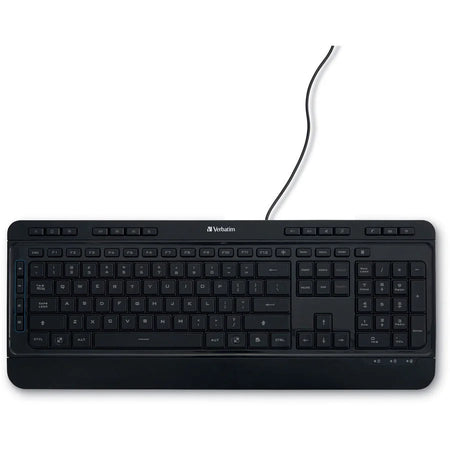 Verbatim Illuminated Wired Keyboard - USB Type A Interface - Media Player Hot Key - Black - Keyboards & Mice
