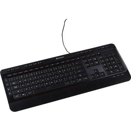 Verbatim Illuminated Wired Keyboard - USB Type A Interface - Media Player Hot Key - Black - Keyboards & Mice