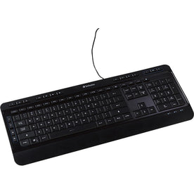 Verbatim Illuminated Wired Keyboard - USB Type A Interface - Media Player Hot Key - Black - Keyboards & Mice